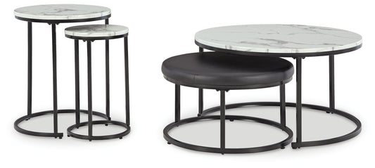 Haines Furniture Outlet - Ashley Furniture - Jusmour Table (Set of 4) - Occasional Nesting TBL (4/CN) / Black/White - T161-14