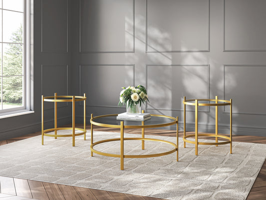Haines Furniture Outlet - Ashley Furniture - Pearlox Table (Set of 3) - Occasional Table Set (3/CN) / Gold - T173-13