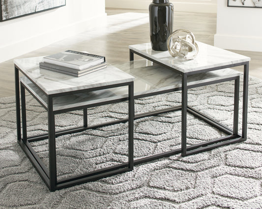 Haines Furniture Outlet - Ashley Furniture - Donnesta Table (Set of 3) - Occasional Table Set (3/CN) / Gray/Black - T182-13