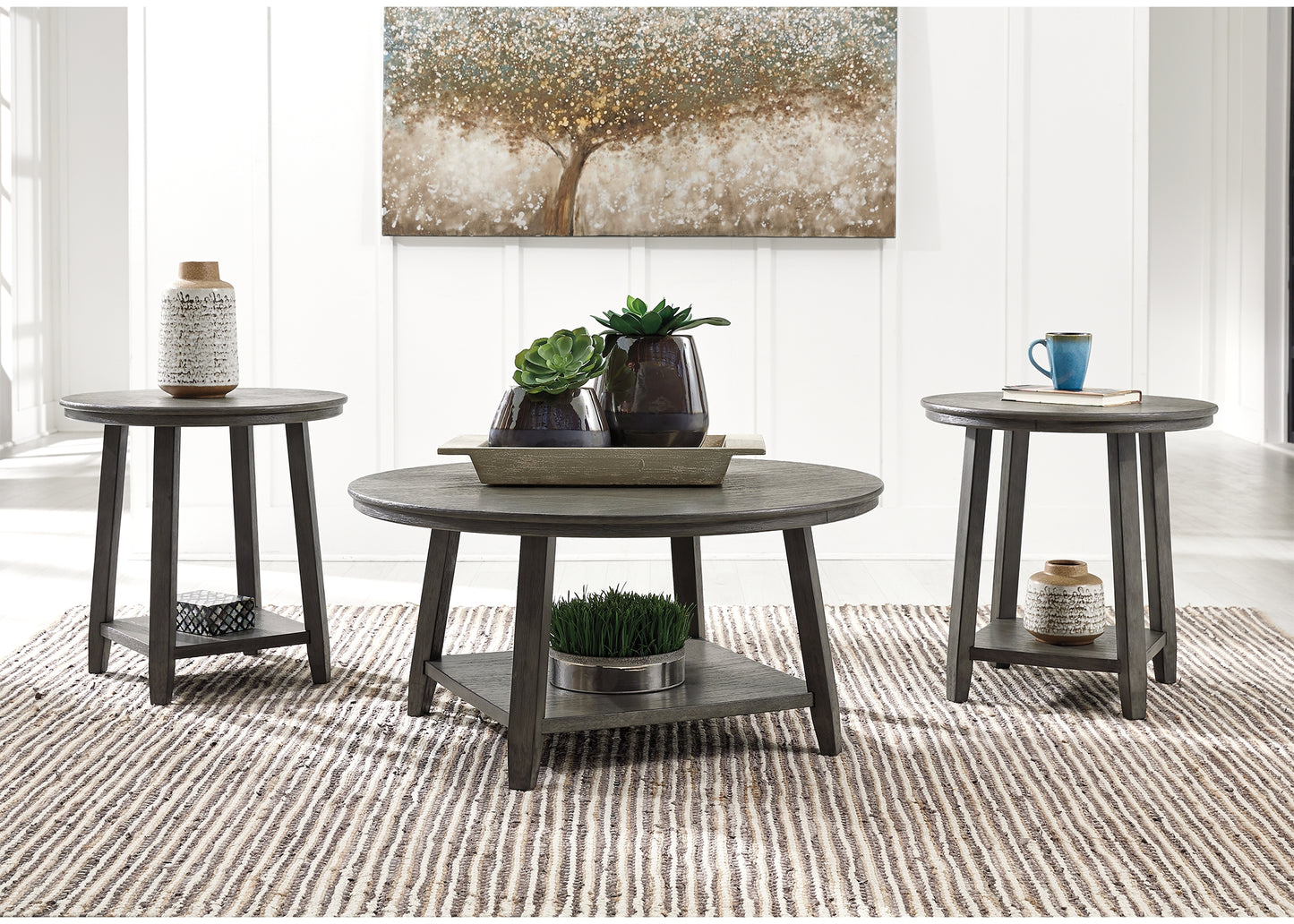 Haines Furniture Outlet - Ashley Furniture - Caitbrook Table (Set of 3) - Occasional Table Set (3/CN) / Gray - T188-13