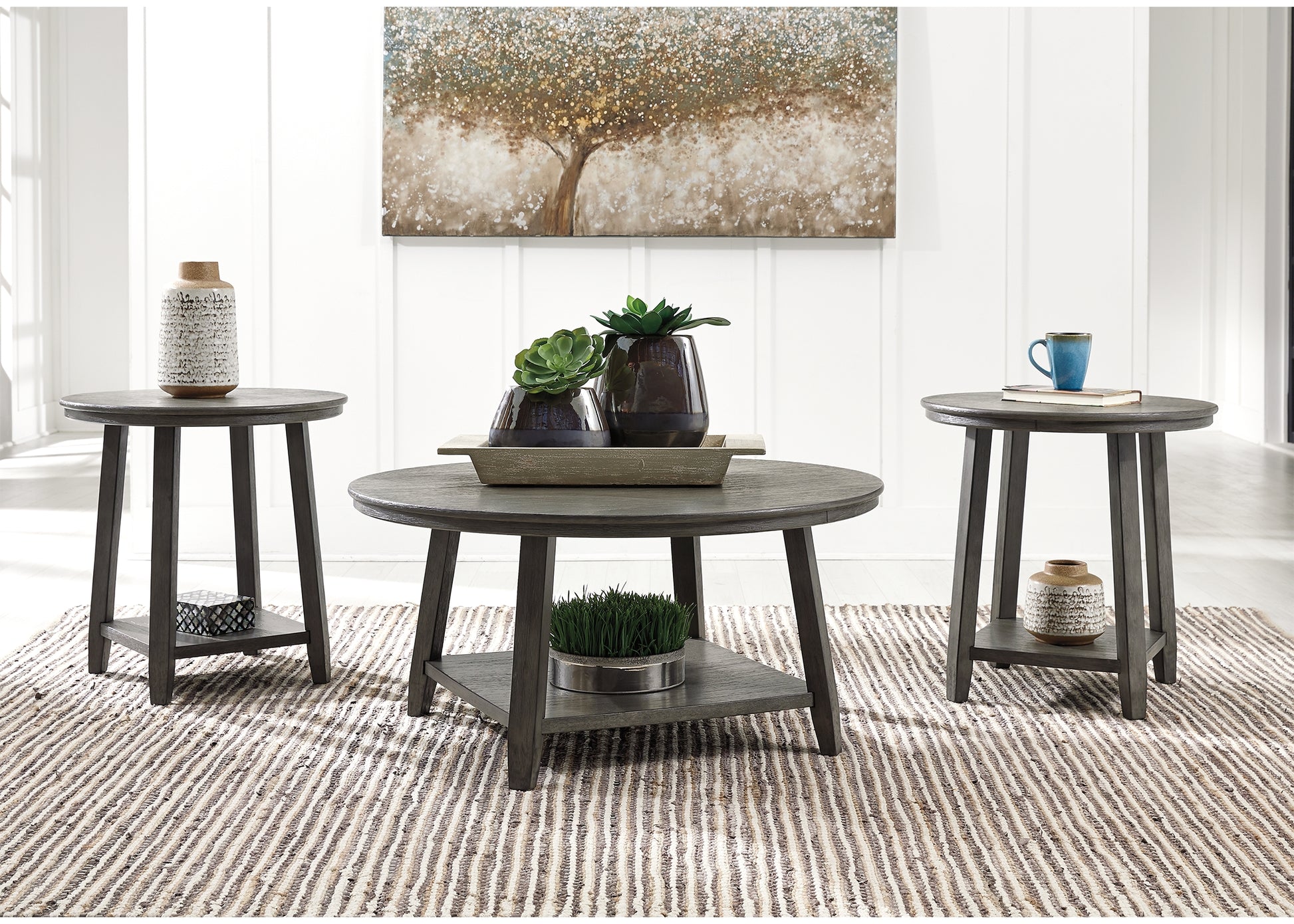 Haines Furniture Outlet - Ashley Furniture - Caitbrook Table (Set of 3) - Occasional Table Set (3/CN) / Gray - T188-13