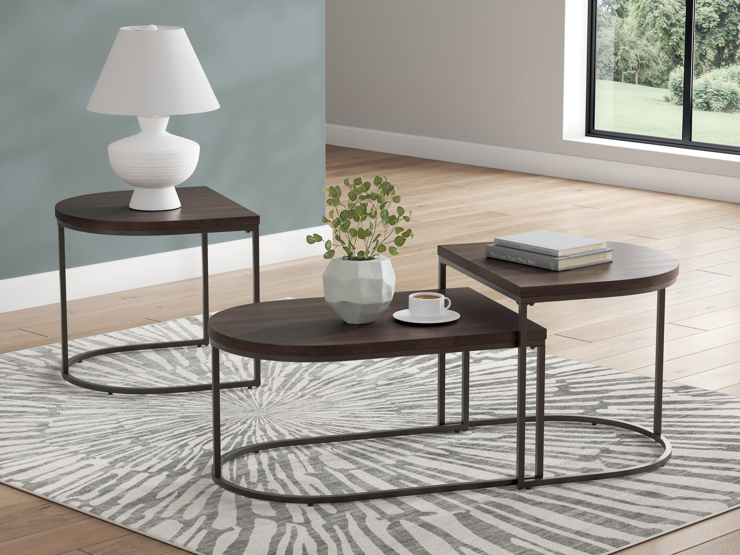 Haines Furniture Outlet - Ashley Furniture - Vanmore Table (Set of 3) - Occasional Table Set (3/CN) / Dark Brown - T199-13