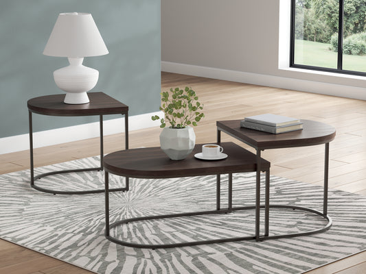 Haines Furniture Outlet - Ashley Furniture - Vanmore Table (Set of 3) - Occasional Table Set (3/CN) / Dark Brown - T199-13