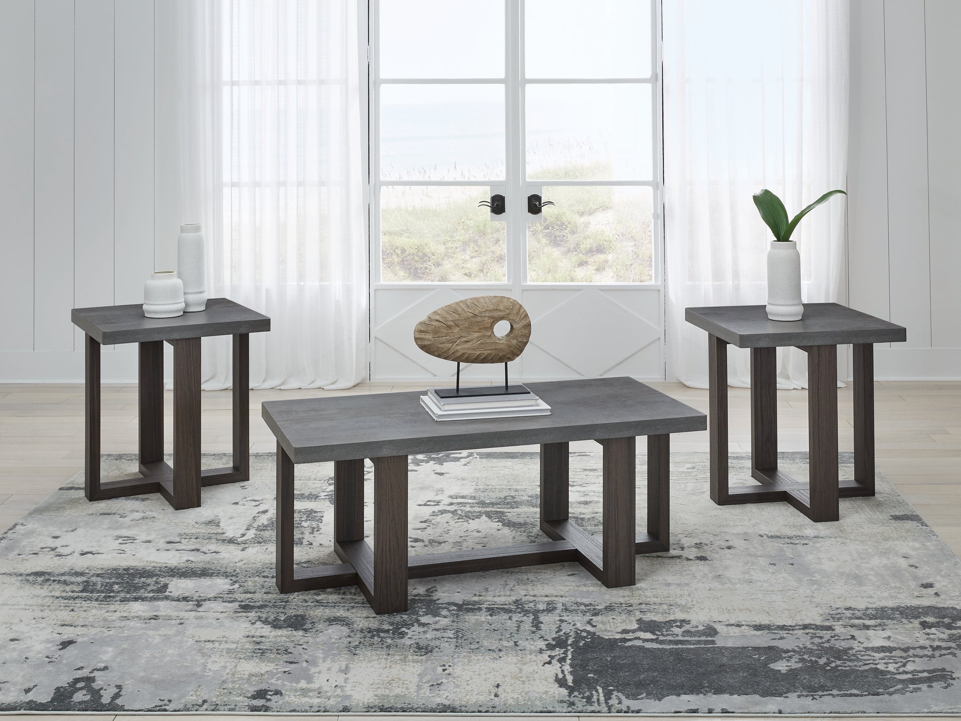 Haines Furniture Outlet - Ashley Furniture - Dynnford Table (Set of 3) - Occasional Table Set (3/CN) / Gray/Brown - T216-13