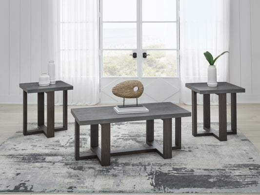 Haines Furniture Outlet - Ashley Furniture - Dynnford Table (Set of 3) - Occasional Table Set (3/CN) / Gray/Brown - T216-13
