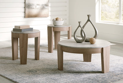 Haines Furniture Outlet - Ashley Furniture - Guystone Table (Set of 3) - Occasional Table Set (3/CN) / Light Brown - T237-13