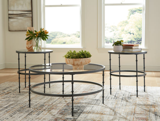 Haines Furniture Outlet - Ashley Furniture - Kellyco Table (Set of 3) - Occasional Table Set (3/CN) / Gunmetal - T246-13