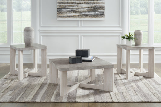 Haines Furniture Outlet - Ashley Furniture - Garnilly Table (Set of 3) - Occasional Table Set (3/CN) / Whitewash - T247-13