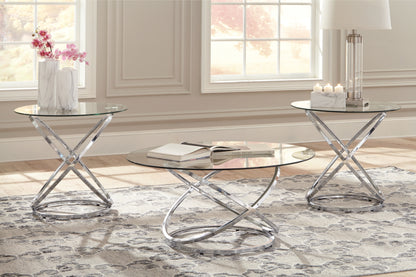 Haines Furniture Outlet - Ashley Furniture - Hollynyx Table (Set of 3) - Occasional Table Set (3/CN) / Chrome Finish - T270-13