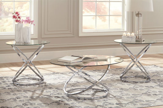 Haines Furniture Outlet - Ashley Furniture - Hollynyx Table (Set of 3) - Occasional Table Set (3/CN) / Chrome Finish - T270-13