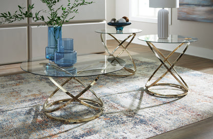 Haines Furniture Outlet - Ashley Furniture - Crimonti Table (Set of 3) - Occasional Table Set (3/CN) / Champagne - T273-13