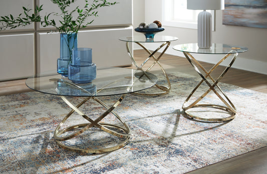 Haines Furniture Outlet - Ashley Furniture - Crimonti Table (Set of 3) - Occasional Table Set (3/CN) / Champagne - T273-13