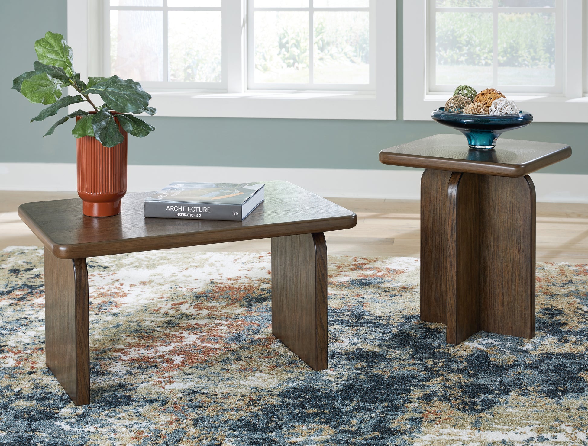 Haines Furniture Outlet - Ashley Furniture - Shawbeck Table (Set of 2) - Occasional Table Set (Set of 2) / Medium Brown - T315-12