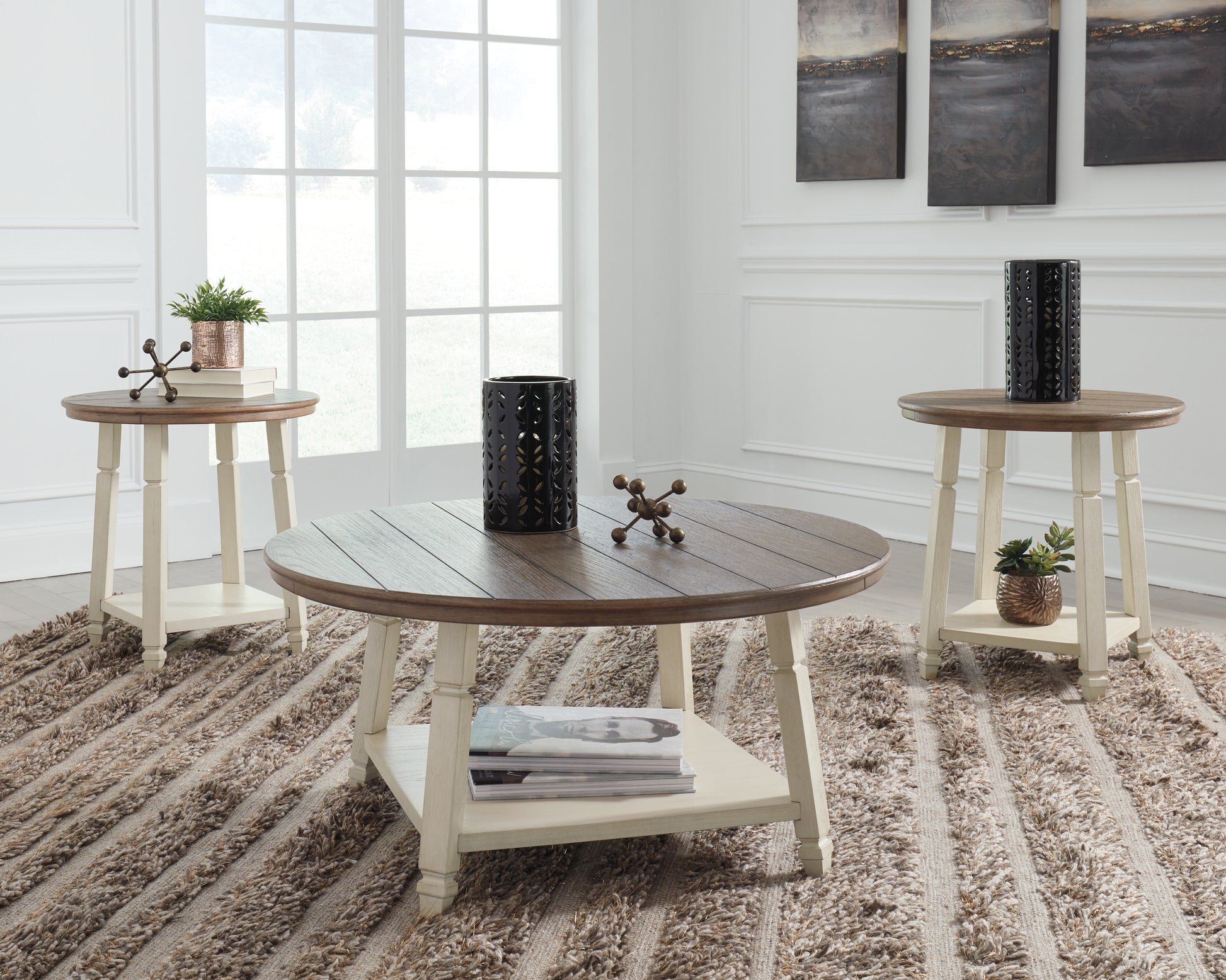Haines Furniture Outlet - Ashley Furniture - Bolanbrook Table (Set of 3) - Occasional Table Set (3/CN) / Two-tone - T377-13
