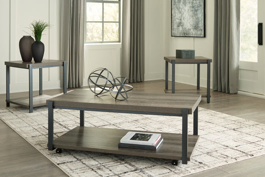 Haines Furniture Outlet - Ashley Furniture - Wilmaden Table (Set of 3) - Occasional Table Set (3/CN) / Gray/Black - T393-13
