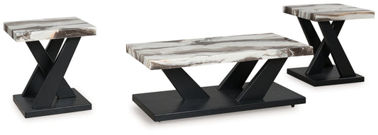 Haines Furniture Outlet - Ashley Furniture - Cendill Table (Set of 3) - Occasional Table Set (3/CN) / Dark Brown/White/Black - T403-13