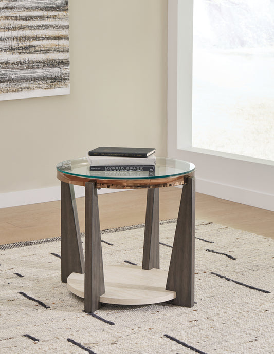 Haines Furniture Outlet - Ashley Furniture - Frazwa End Table - Round End Table / Multi - T432-6