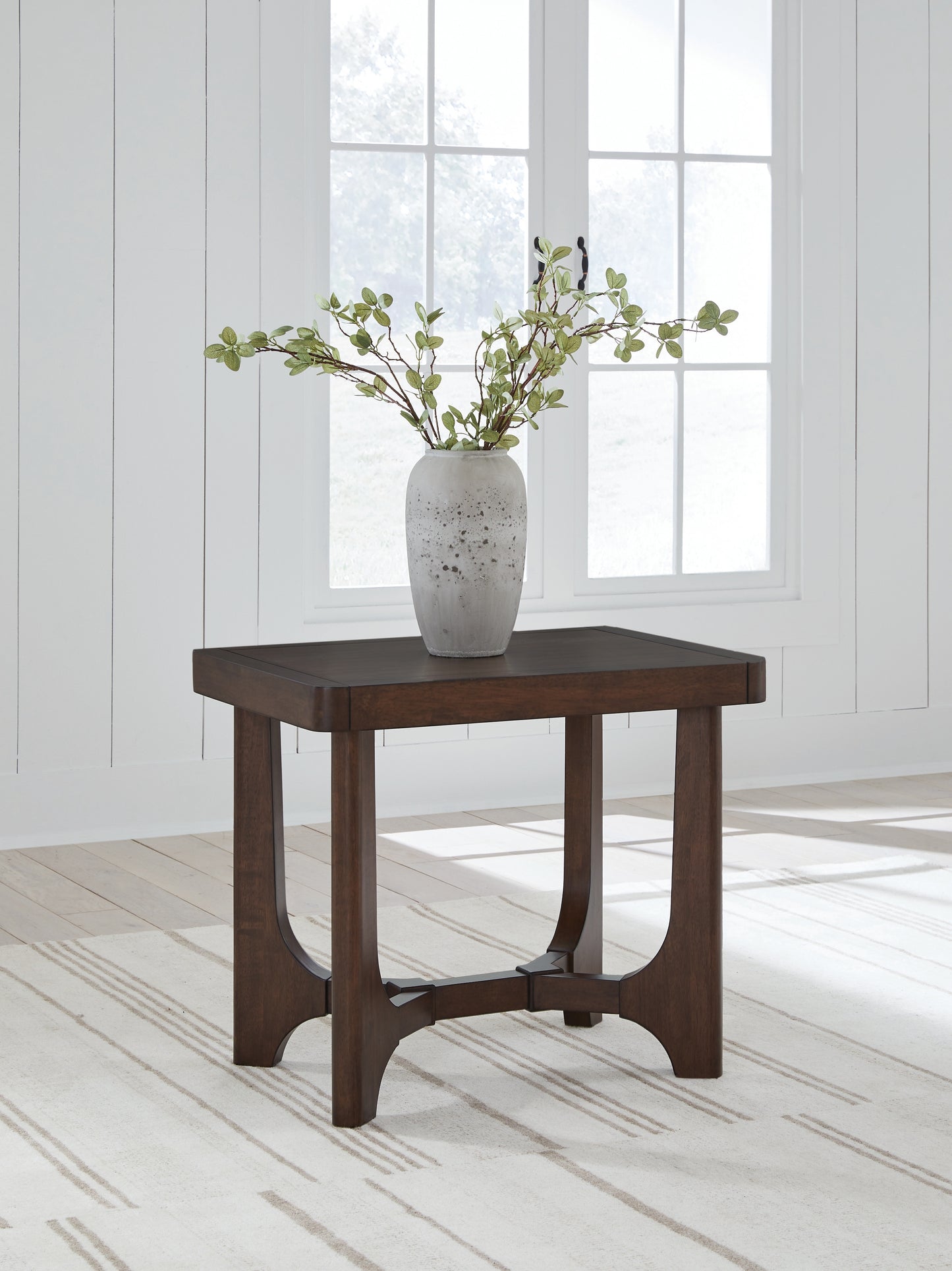 Haines Furniture Outlet - Ashley Furniture - Korestone End Table - Rectangular End Table / Dark Brown - T438-3