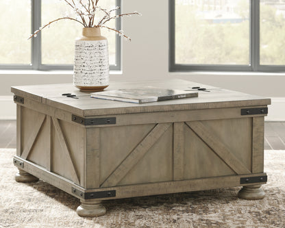 Haines Furniture Outlet - Ashley Furniture - Aldwin Coffee Table With Storage - Cocktail Table with Storage / Gray - T457-20