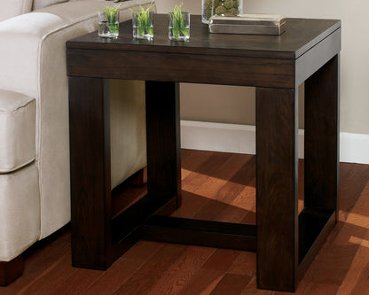 Haines Furniture Outlet - Ashley Furniture - Watson End Table - Square End Table / Dark Brown - T481-2