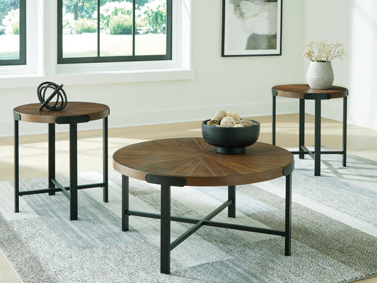 Haines Furniture Outlet - Ashley Furniture - Crosstrail Table (Set of 3) - Occasional Table Set (3/CN) / Brown - T483-13
