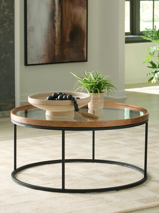 Haines Furniture Outlet - Ashley Furniture - Noraluna Coffee Table - Round Cocktail Table - T502-8