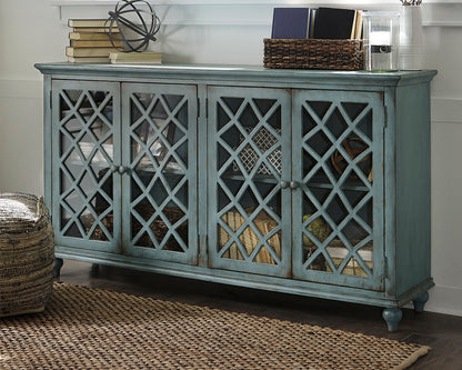 Haines Furniture Outlet - Ashley Furniture - Mirimyn Accent Cabinet - Accent Cabinet / Antique Teal - T505-762