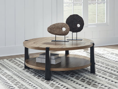 Haines Furniture Outlet - Ashley Furniture - Ridgester Coffee Table - Round Cocktail Table - T518-8