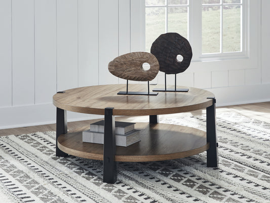 Haines Furniture Outlet - Ashley Furniture - Ridgester Coffee Table - Round Cocktail Table - T518-8