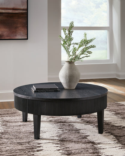 Haines Furniture Outlet - Ashley Furniture - Marstream Coffee Table - Round Cocktail Table / Black - T551-8