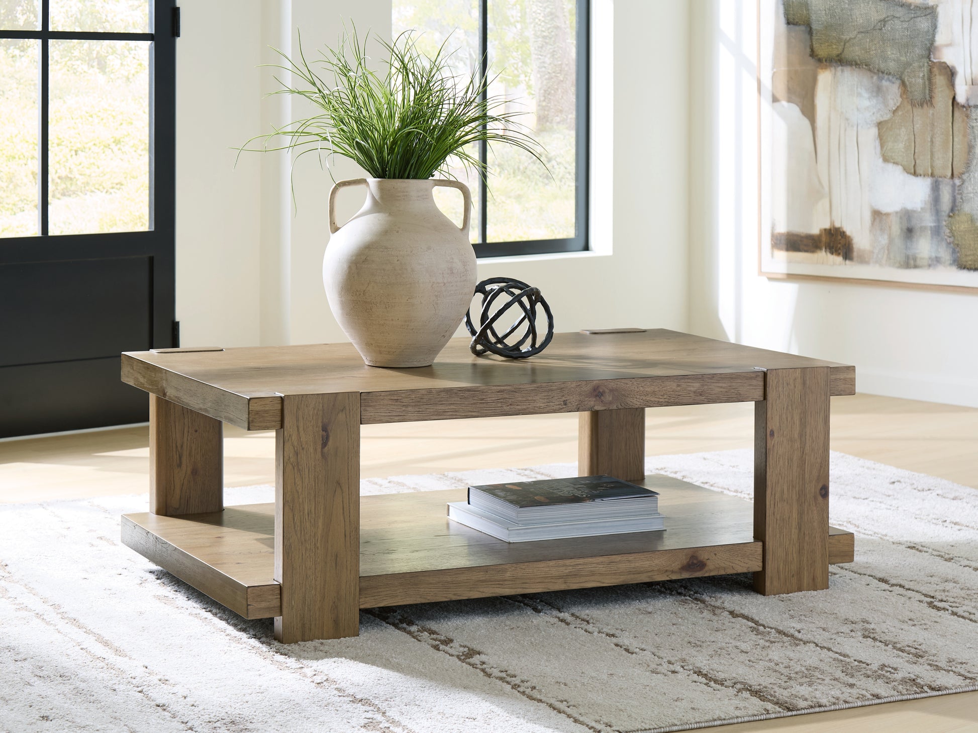 Haines Furniture Outlet - Ashley Furniture - Flangren Coffee Table - Rectangular Cocktail Table - T553-1