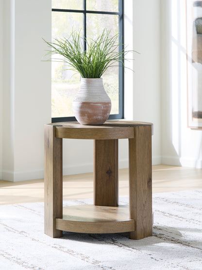 Haines Furniture Outlet - Ashley Furniture - Flangren End Table - Round End Table - T553-6