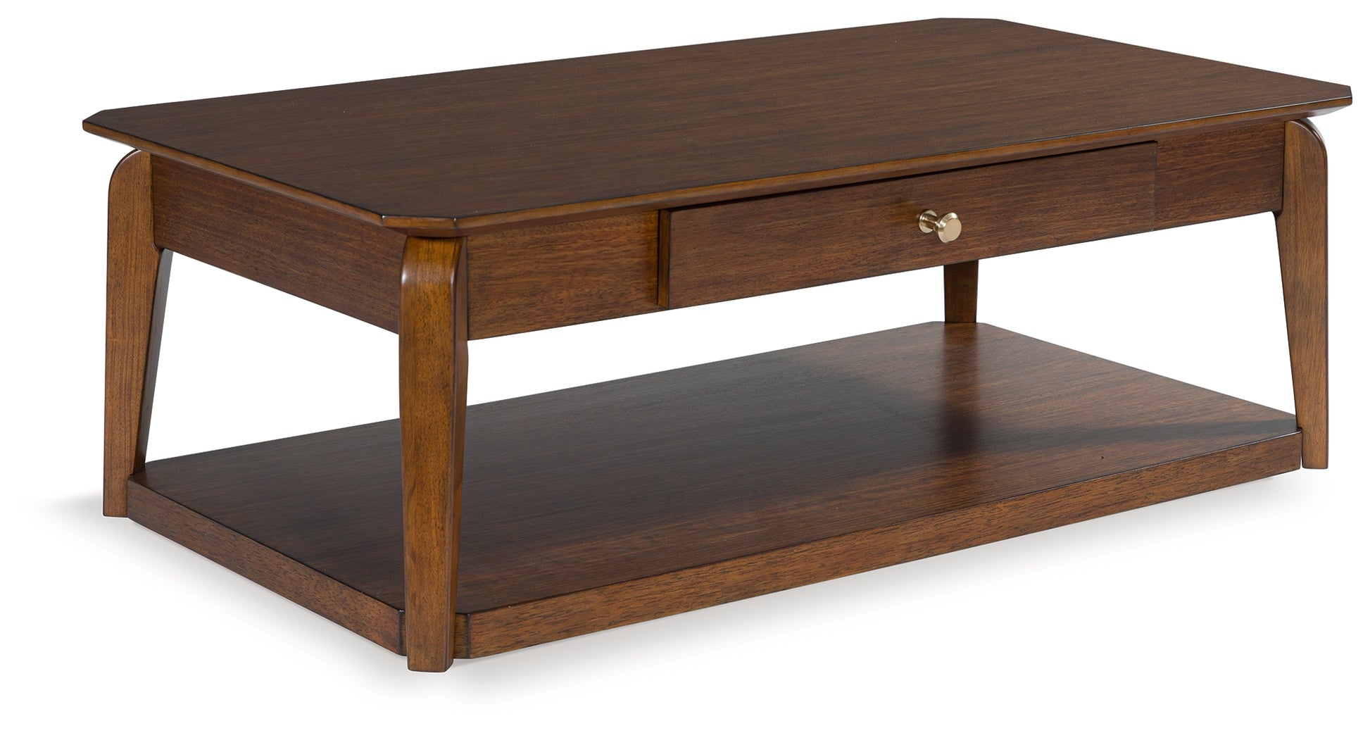 Haines Furniture Outlet - Ashley Furniture - Trenmour Coffee Table - Rectangular Cocktail Table / Medium Brown - T596-1