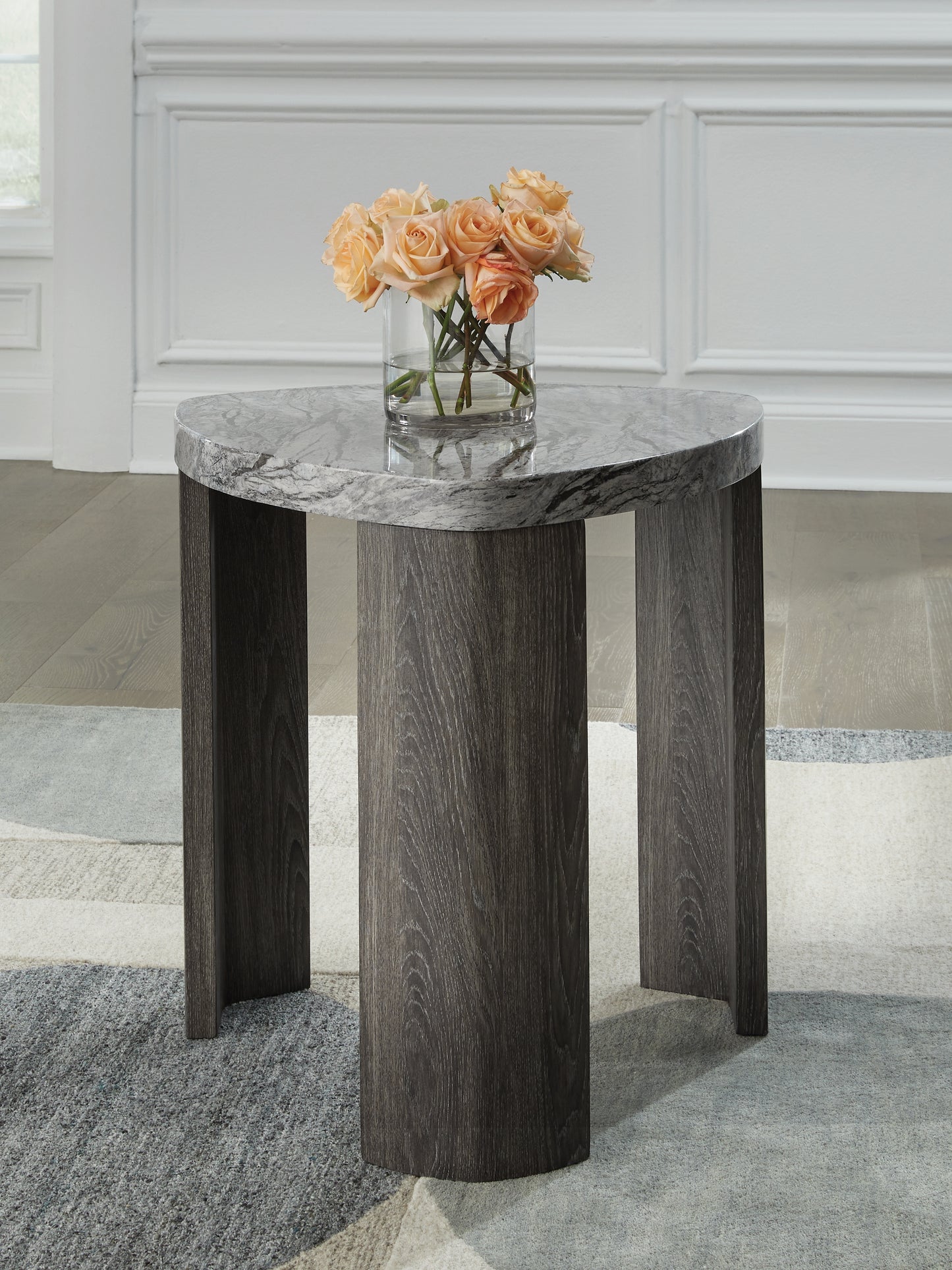 Haines Furniture Outlet - Ashley Furniture - Surmour End Table - Triangle End Table / Gray/Brown - T600-6