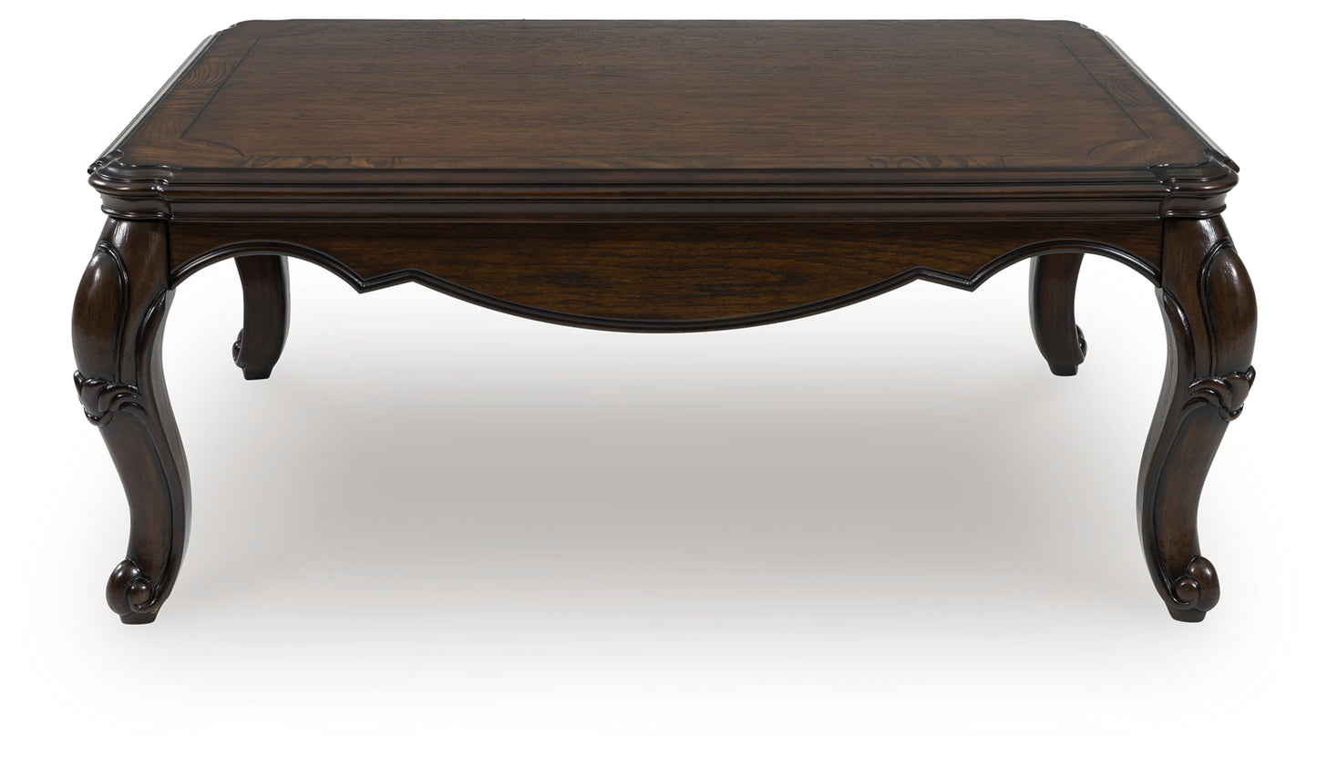 Haines Furniture Outlet - Ashley Furniture - Maylee Coffee Table - Rectangular Cocktail Table / Dark Brown - T617-1