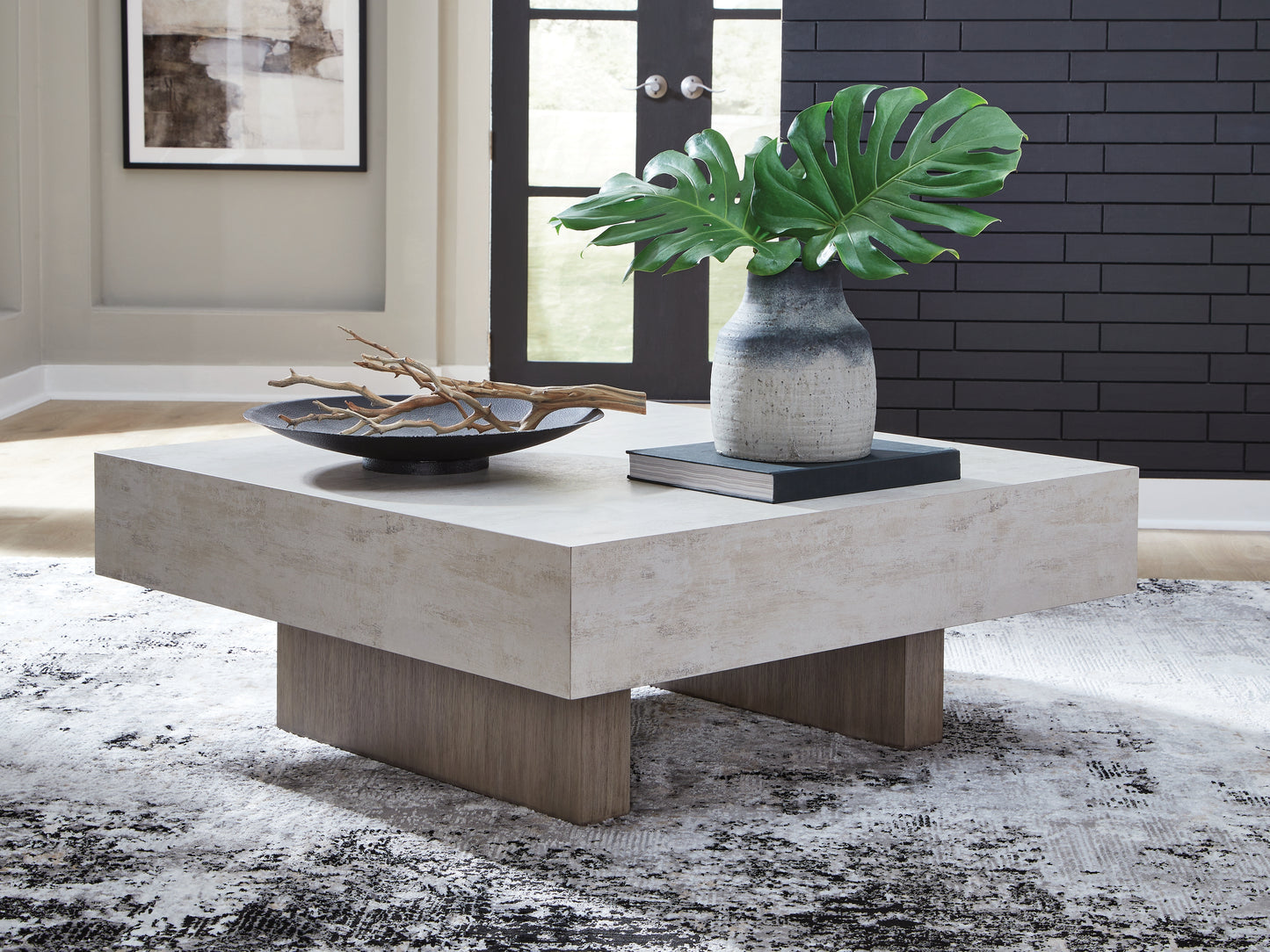 Haines Furniture Outlet - Ashley Furniture - Jorlaina Coffee Table - Square Cocktail Table / Light Grayish Brown - T622-8