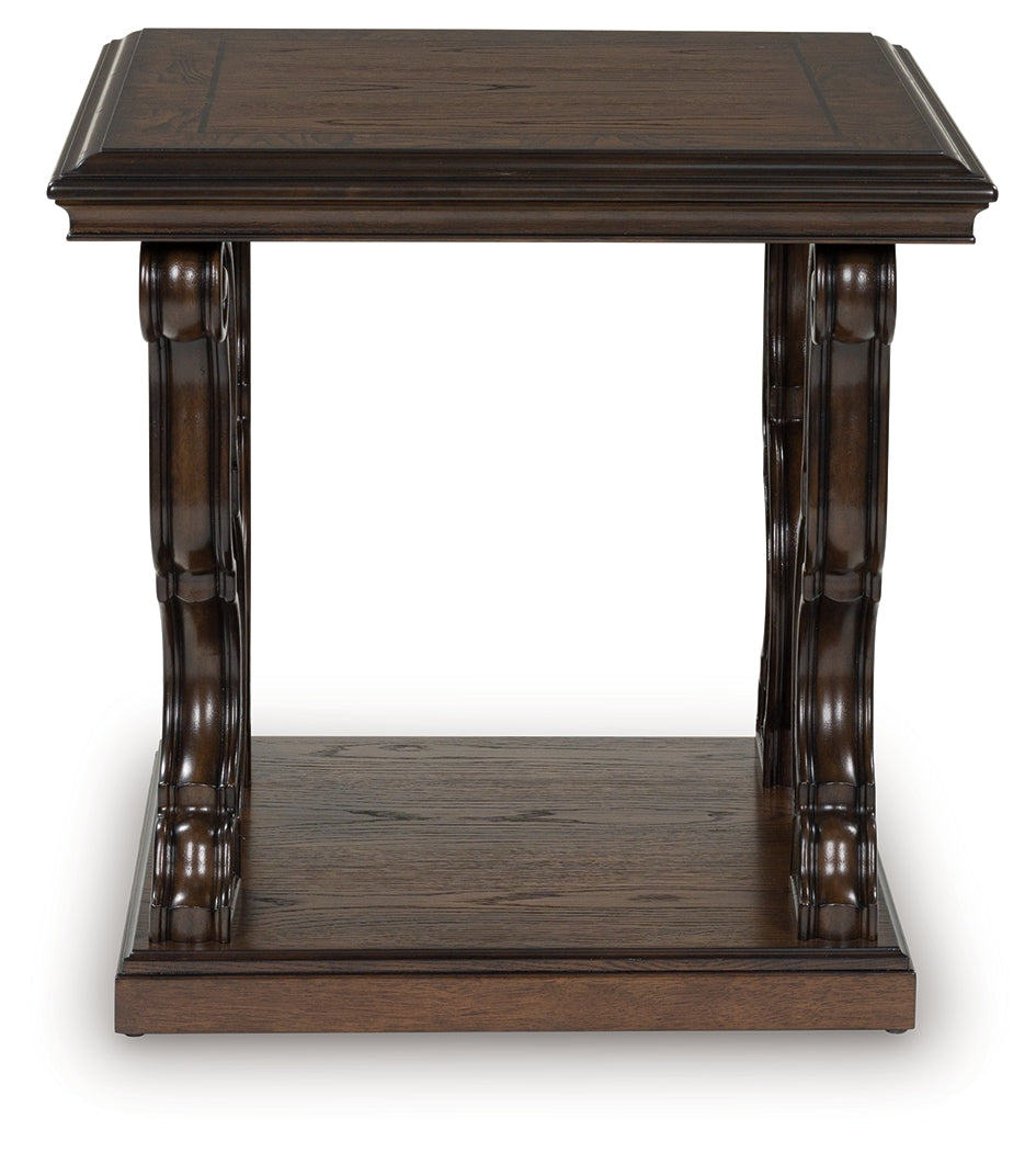 Haines Furniture Outlet - Ashley Furniture - Maylee End Table - Square End Table / Dark Brown - T647-2