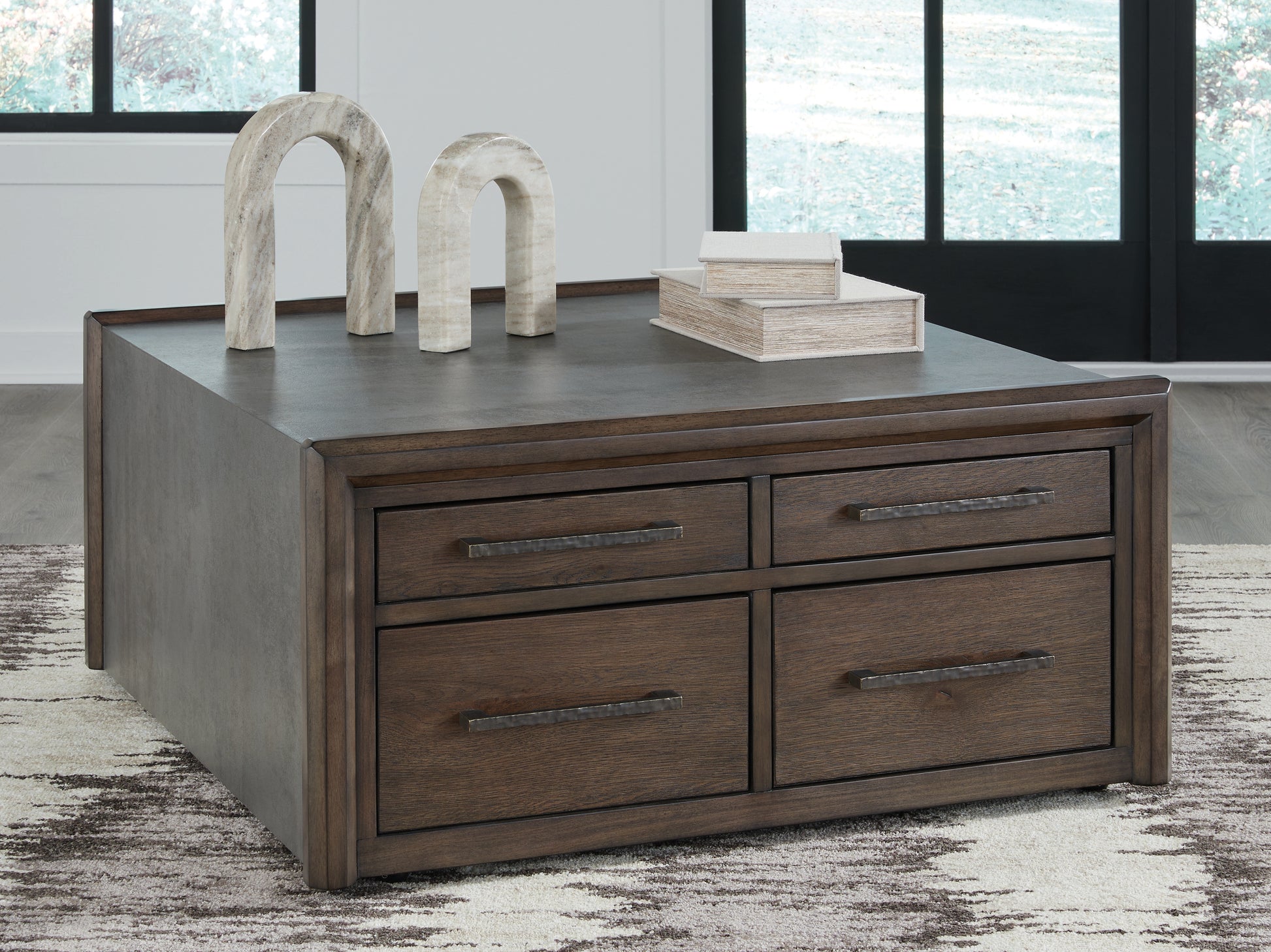 Haines Furniture Outlet - Ashley Furniture - Kallenny Coffee Table - Square Cocktail Table / Brown/Gray - T669-8