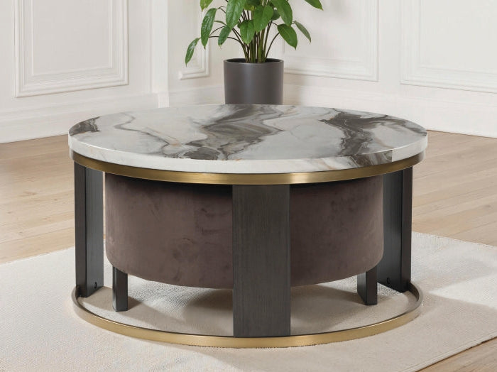 Haines Furniture Outlet - Ashley Furniture - Jazmore Nesting Coffee Table (Set of 2) - Nesting Cocktail Tables (Set of 2) / Brown/Brass Finish - T671-22
