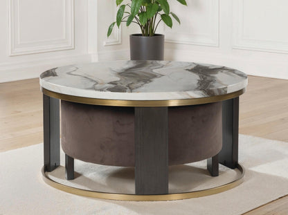 Haines Furniture Outlet - Ashley Furniture - Jazmore Nesting Coffee Table (Set of 2) - Nesting Cocktail Tables (Set of 2) / Brown/Brass Finish - T671-22