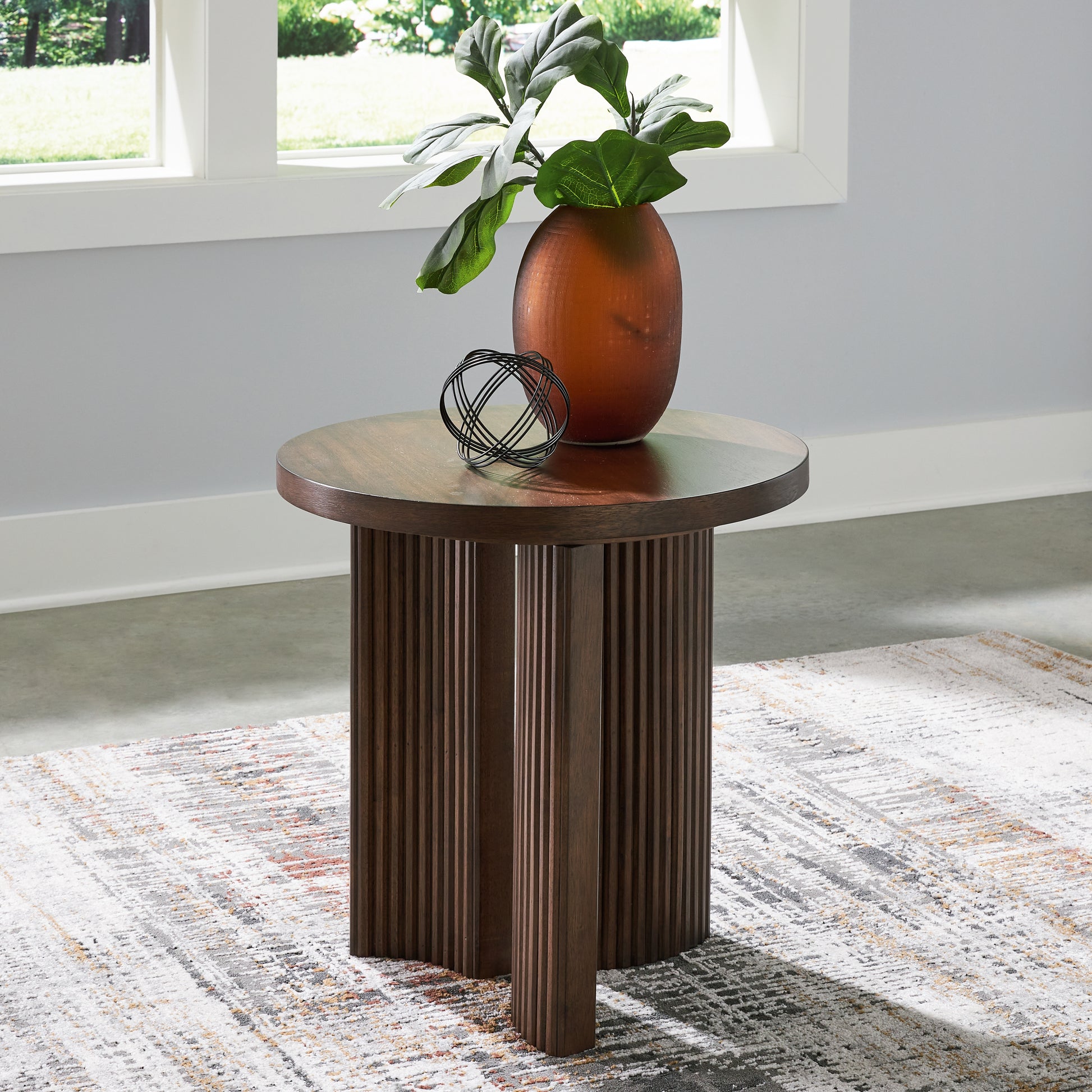 Haines Furniture Outlet - Ashley Furniture - Korestone End Table - Rectangular End Table / Dark Brown - T438-3