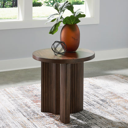 Haines Furniture Outlet - Ashley Furniture - Korestone End Table - Rectangular End Table / Dark Brown - T438-3