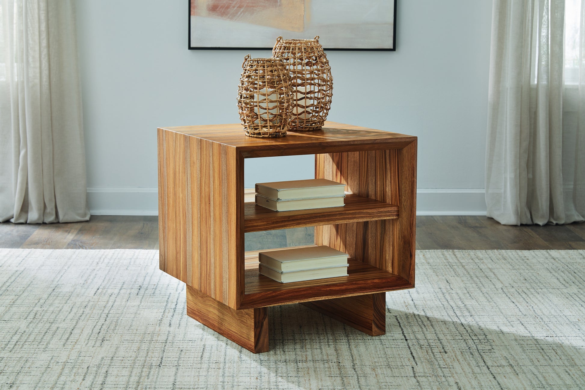 Haines Furniture Outlet - Ashley Furniture - Dressonni End Table - Square End Table / Brown - T690-2