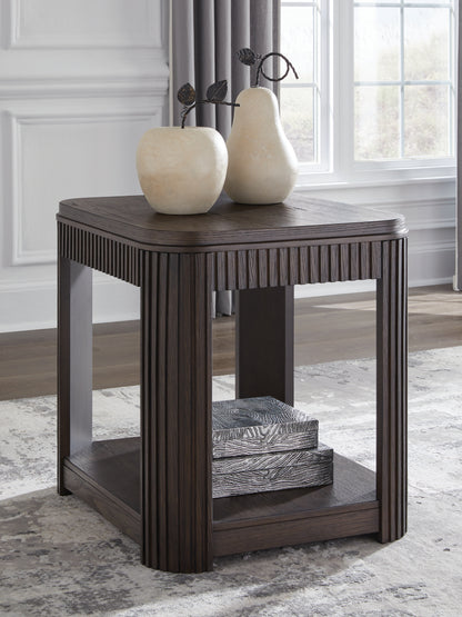 Haines Furniture Outlet - Ashley Furniture - Carlibrie End Table - Rectangular End Table / Warm Brown - T700-3