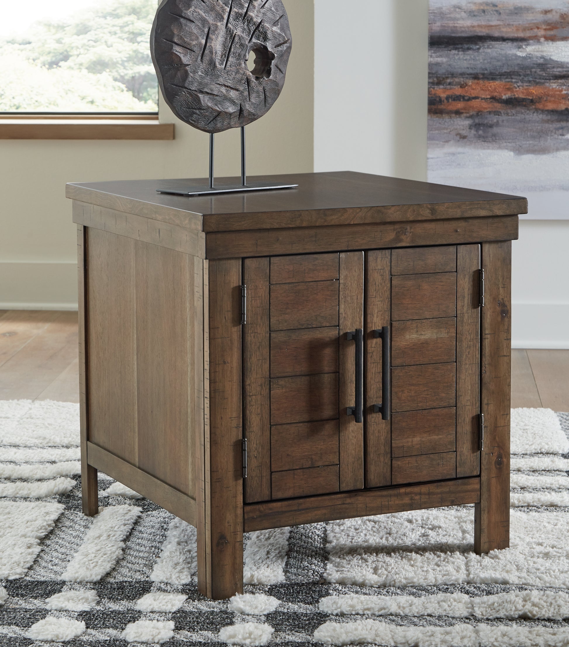 Haines Furniture Outlet - Ashley Furniture - Moriville End Table - Rectangular End Table / Grayish Brown - T731-3