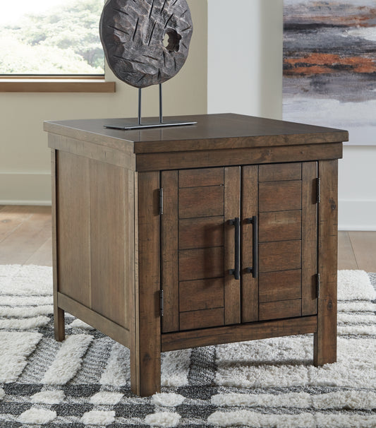 Haines Furniture Outlet - Ashley Furniture - Moriville End Table - Rectangular End Table / Grayish Brown - T731-3