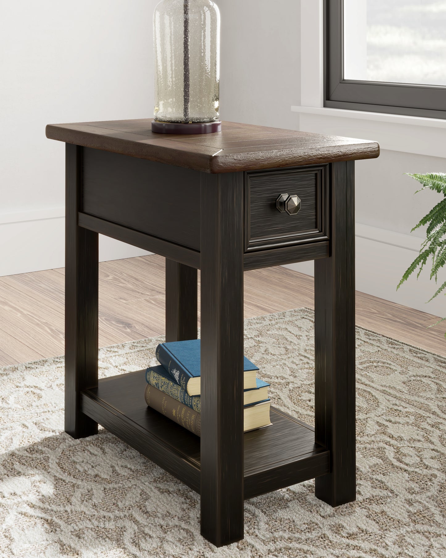 Haines Furniture Outlet - Ashley Furniture - Tyler Creek Chairside End Table - Chair Side End Table / Grayish Brown/Black - T736-107