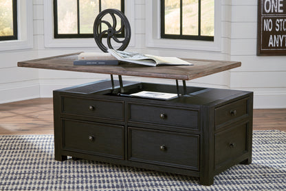 Haines Furniture Outlet - Ashley Furniture - Tyler Creek Coffee Table with Lift Top - Lift Top Cocktail Table / Grayish Brown/Black - T736-20