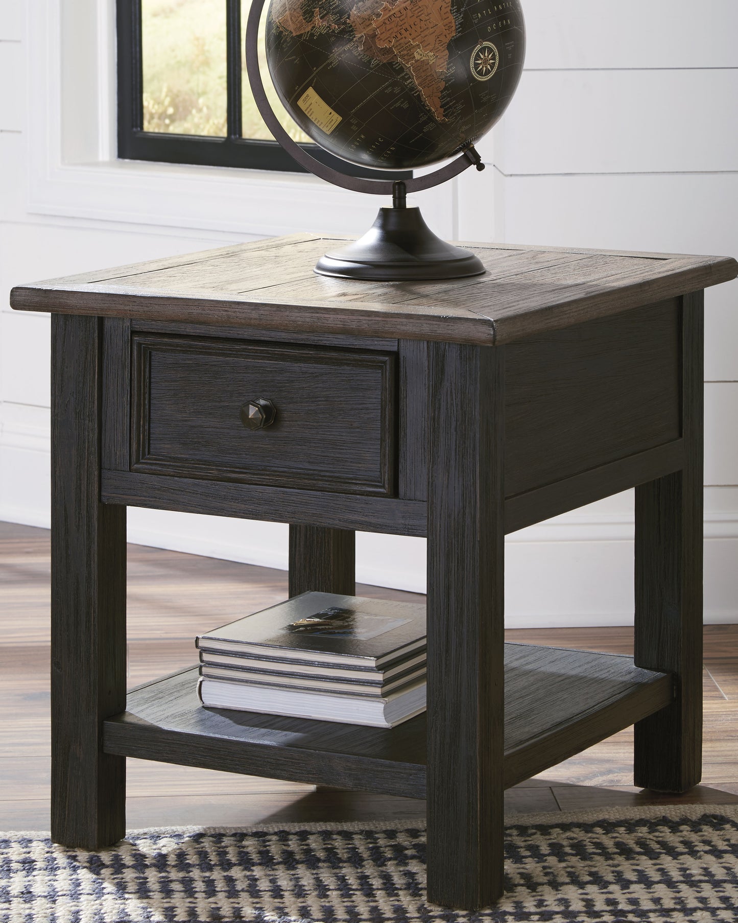 Haines Furniture Outlet - Ashley Furniture - Tyler Creek End Table - Rectangular End Table / Grayish Brown/Black - T736-3