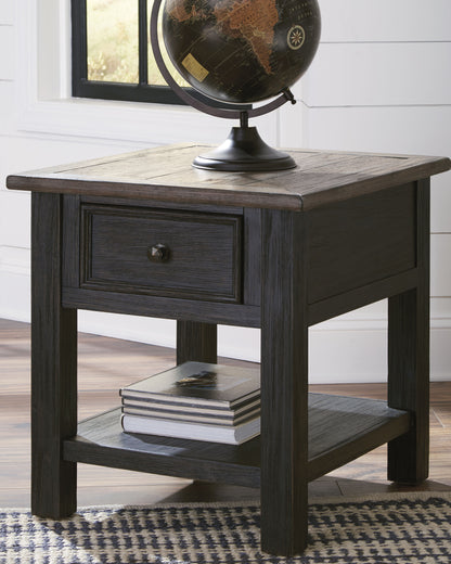 Haines Furniture Outlet - Ashley Furniture - Tyler Creek End Table - Rectangular End Table / Grayish Brown/Black - T736-3
